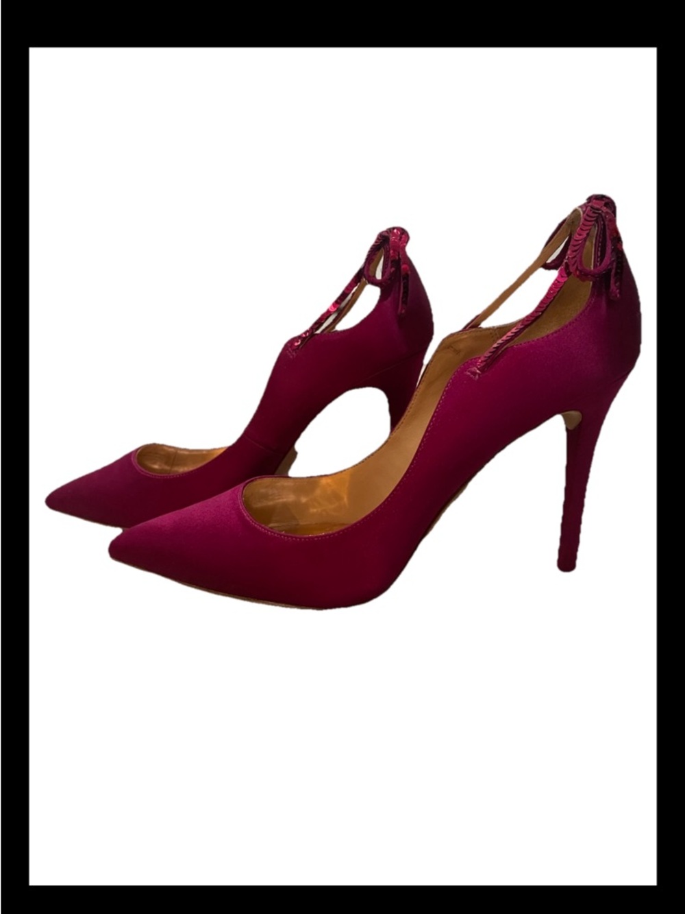 Badgley Mischka Magdat Satin Pointed-Toe Stiletto Pumps Sequin Bow Detail 7.5 - Picture 3 of 6